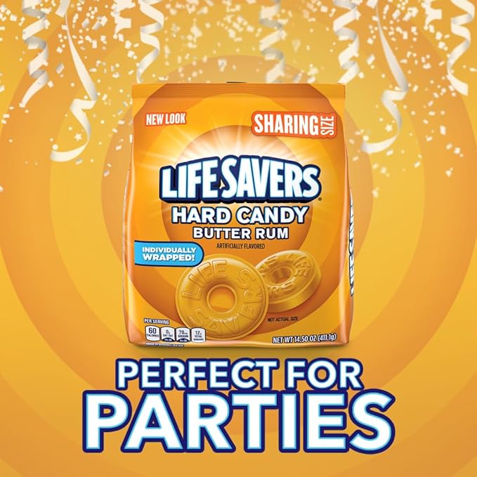 LIFE SAVERS HARD CANDY BUTTER RUM STAND UP POUCH SHELF READY PACKAGING 14.5 OUNCE PER BAG 4 PER CASE (Pack of 3)