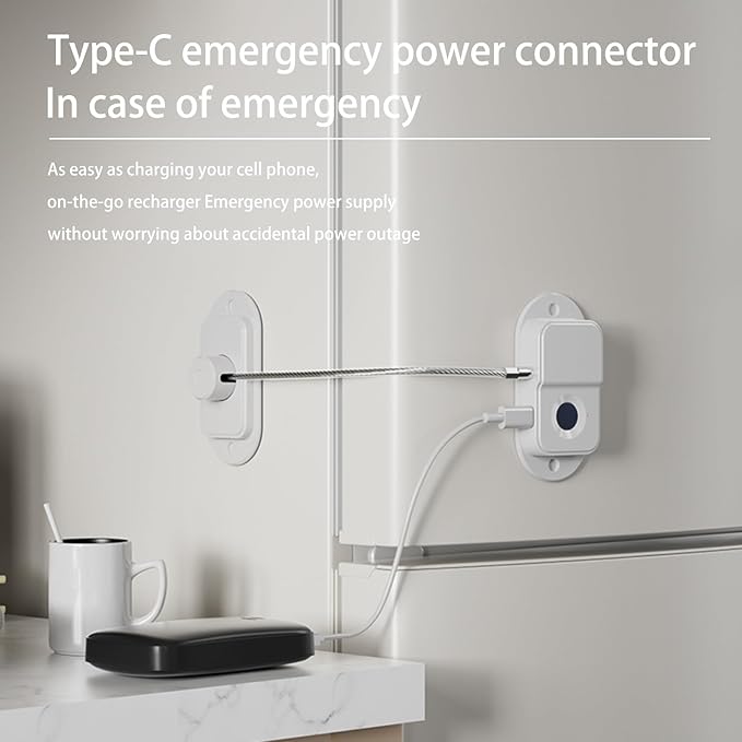 Fingerprint Fridge Lock (2 Pack),Refrigerator Lock with Fingerprint,for Fridge, Cabinet Locks, Drawers, Dishwasher, Toilet and Cabinet Locks Baby Proofing, 3M Adhesive No Drilling (Black)