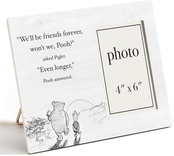 Pooh Bear Picture Frame, Friendship Gift Ideas, Birthday Gifts for Friends Besties, We'll Be Friends Forever Photo Frame for 4 x 6 Inch Photo