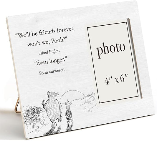 Pooh Bear Picture Frame, Friendship Gift Ideas, Birthday Gifts for Friends Besties, We'll Be Friends Forever Photo Frame for 4 x 6 Inch Photo