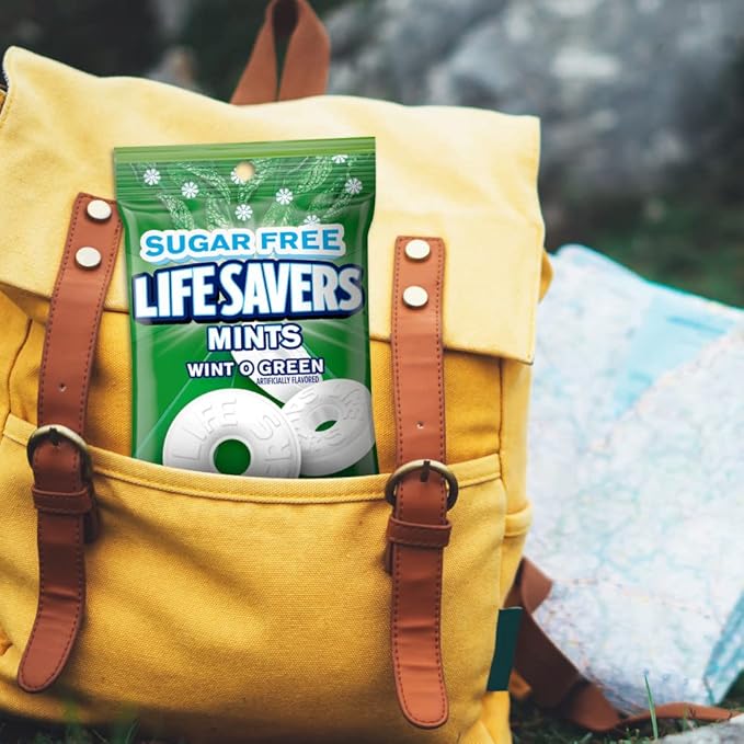 LIFE SAVERS Breath Mints Sugar Free Candy, Wint-O-Green Mint Hard Candy Bag for Goodie Bags, Road Trips, School, Work, 2.75 oz (Pack of 12)