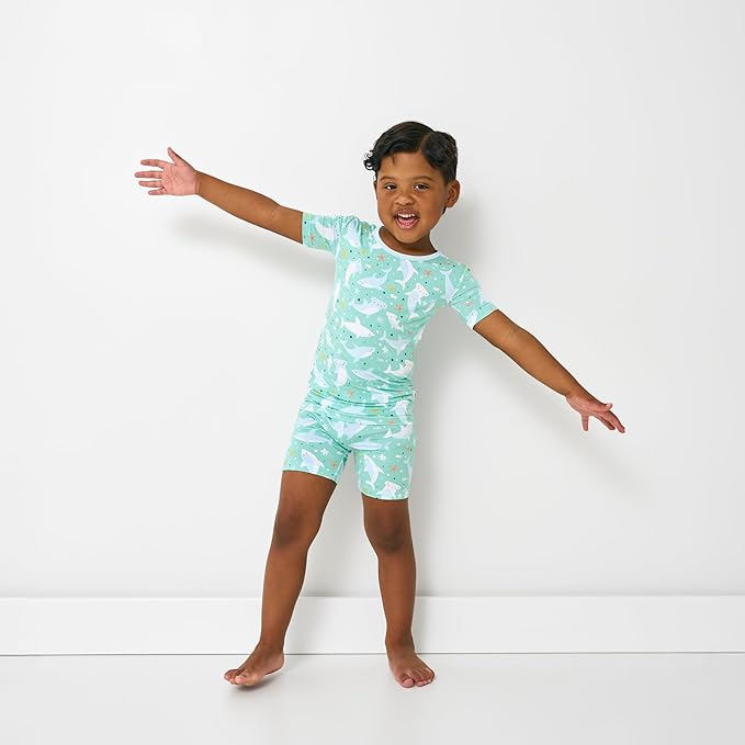 Little Sleepies Pajama Set w/Short Sleeve Shirt & Shorts, Viscose from Bamboo Toddler Pajamas, Girl & Boys Pajamas for Kids