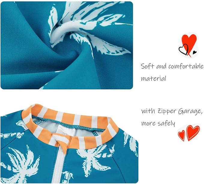 UMELOK Baby Boys UPF 50+ Sun Protection One Piece Rashguard Swimsuit with Snap Bottom