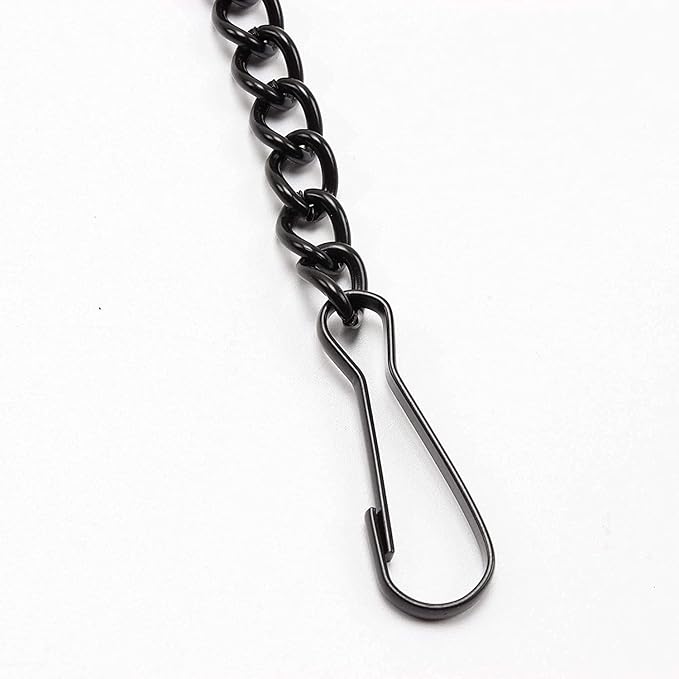 Bieye Metal Chain with Safety Hooks for Tiffany Style Stained Glass Window Panel Hangings, 39 inches Long Black Electrophoretic Coating, Chain004