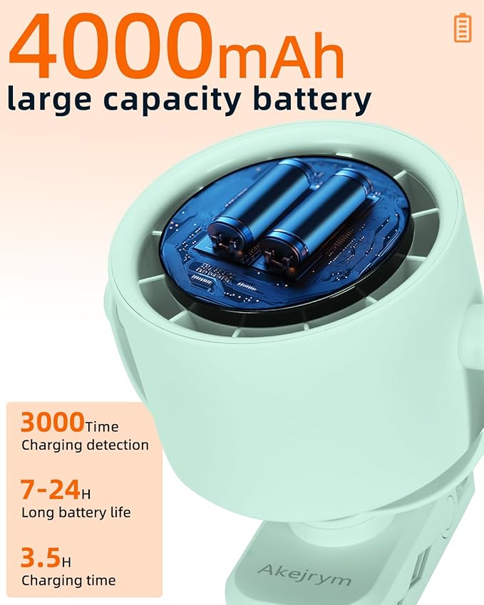 Clip on Fan for Bed, Portable Fan for Travel, 360° Rotate Battery Operated Personal Fan, Air Turbo Tech & Digital display, stroller fan with 5 Speeds, For Home Office Stroller Camping - Green