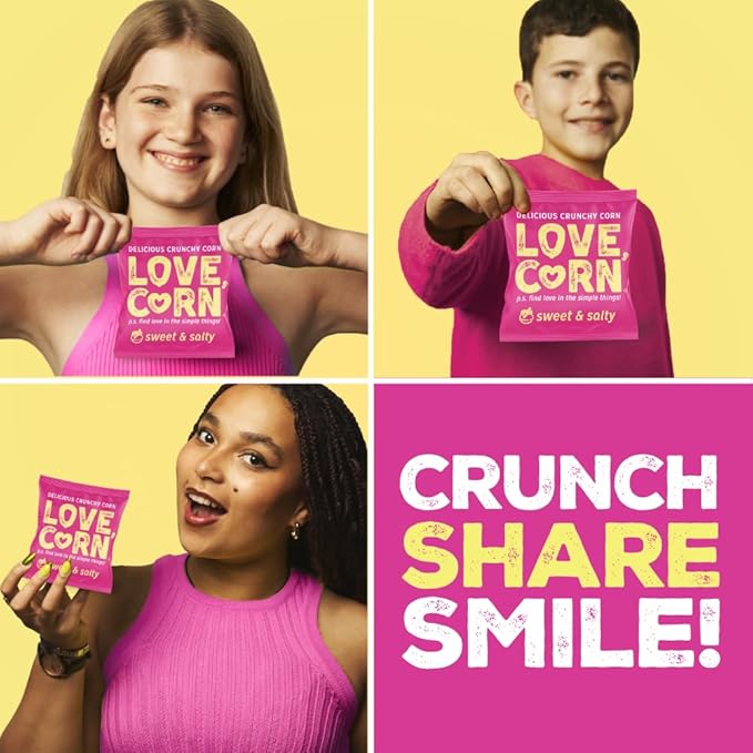 LOVE CORN Sweet & Salty 0.7oz x 20 bags - Delicious Crunchy Corn - Healthy Family Snacks - Gluten Free, Kosher, NON-GMO - Alternative for Chips, Nuts, Crackers & Pretzels - Perfect for Charcuterie Boards