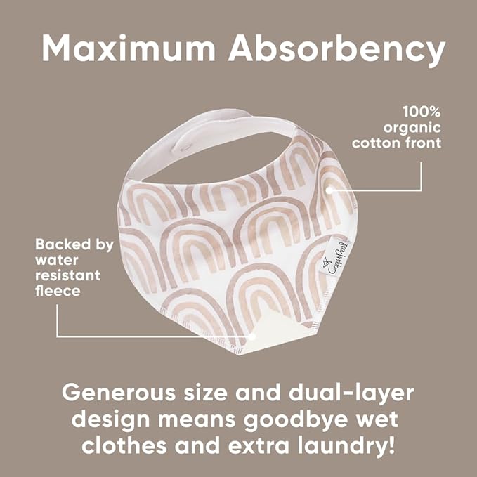 Copper Pearl 4 Pack Soft Cotton Baby Bibs for Drooling and Teething, Absorbent Drool Bibs for Baby Girl and Boy, Adjustable to Fit Newborns to Toddlers, Tons of Styles (Bliss)