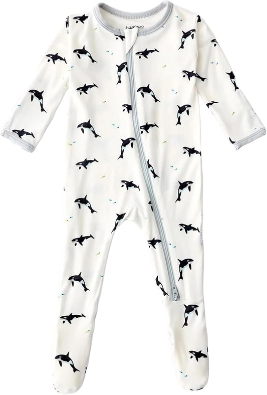 Bamboo Little Soft Baby Footie Pajamas, Baby Clothes, Newborn Sleepers, 95% Viscose and 5% Spandex, 0-24 Months