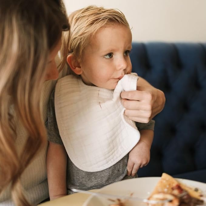 Little Unicorn Premium Classic Bib 3 pack | Adjustable as baby grows | Soft fabric on skin | Great for first time eaters (White)