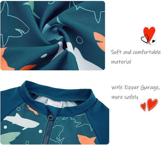 UMELOK Baby Boys UPF 50+ Sun Protection One Piece Rashguard Swimsuit with Snap Bottom