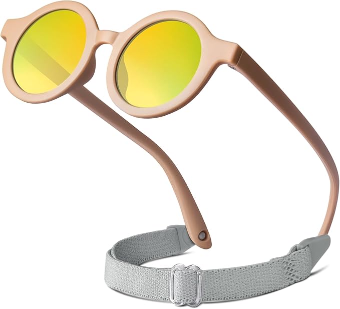 RIVBOS Baby Wrap Polarized UV400 Sunglasses - Soft Frame with Secure Strap for Infant and Newborn (0-24 Months) RBK069