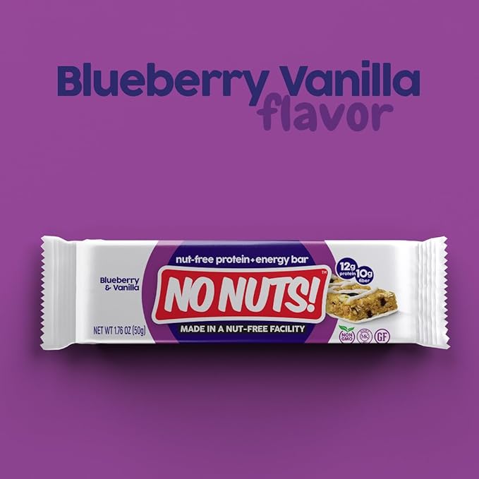 No Nuts! 100% Nut Free Dairy Free Vegan Protein Bars, Blueberry & Vanilla, Organic, Kosher, Egg-Free, Non-GMO & Dairy-Free Protein Bars