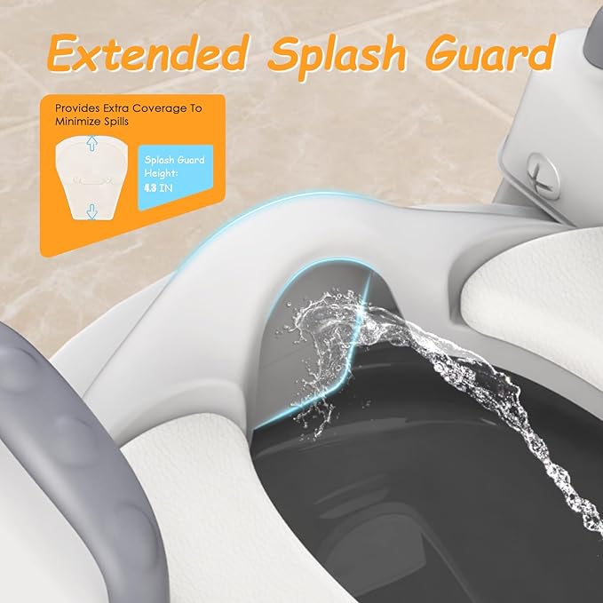 HBTower Potty Training Seat with Step Stool Ladder for Toddlers, Adjustable Kids Toilet Seat with Splash Guard, Anti-Slip Pads & Safety Handles, Comfortable Potty Chair for Boys & Girls (Grey)