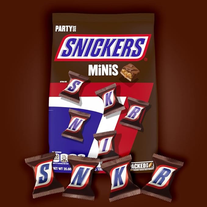 SNICKERS Minis Size Milk Chocolate Candy Bar Bulk Assortment, 35.6 oz Bag