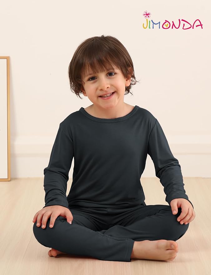 Jimonda Toddler Kids Girls Boys Pajamas Sets Soft Comfy Jammies Tencel Solid Raglan Sleepwear Pajamas Pjs 2pcs Set 18M-8Y