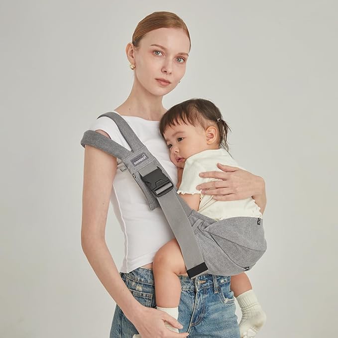 GOOSEKET 365 Toddler Carrier, 100% Cotton, Lightweight, Easy-to-USE, Portable, Suitable from 6-48 Months, Supports UP to 44LBS (Gray)