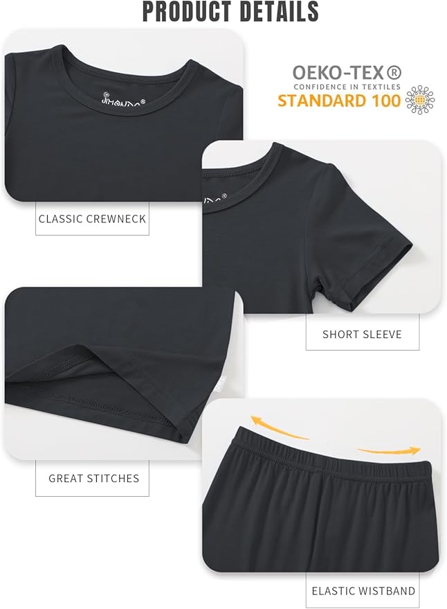 Jimonda Toddler Kids Girls Boys Pajamas Sets Soft Comfy Jammies Tencel Solid Raglan Sleepwear Pajamas Pjs 2pcs Set 18M-8Y