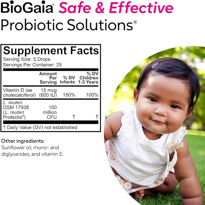 BioGaia Immune Active Baby Probiotic Drops + Vitamin D | for Babies & Toddlers 0-36 Months | Supports Digestive & Immune Health | Allergen, Dairy, Soy & Gluten Free | Backed by 30 Years of Research