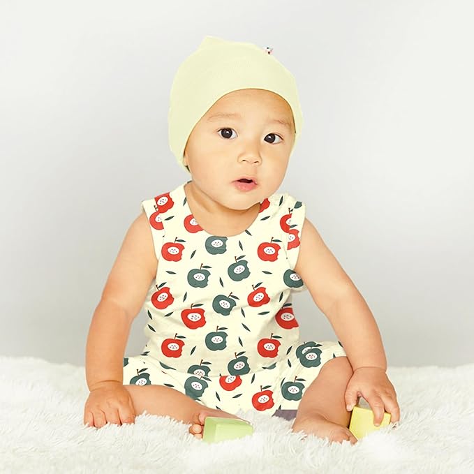 Babysoy Organic Pattern Print Tank Romper Shortall