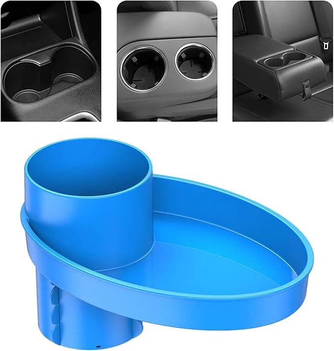 Car Seat Tray - Easily Expands Snack Tray Cup Holder Tray into 360° Cup & Travel Tray for Kids Car Seat, Booster, and Stroller (Blue)
