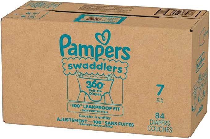 Pampers Swaddlers 360 Pull-On Diapers, Size 7, 84 Count for up to 100% Leakproof Skin Protection and Easy Changes