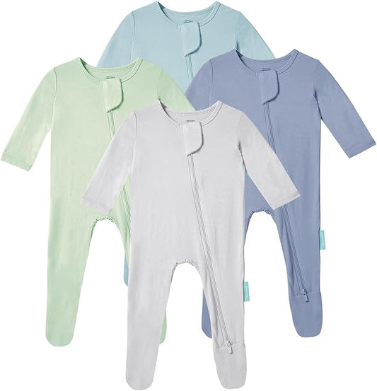 PurComfy Baby Zipper Footie Pajamas, Supersoft Bamboo Rayon Baby Footed Pjs Boy Girl 0-3-6-9-18-24 Month Coverall Sleepers