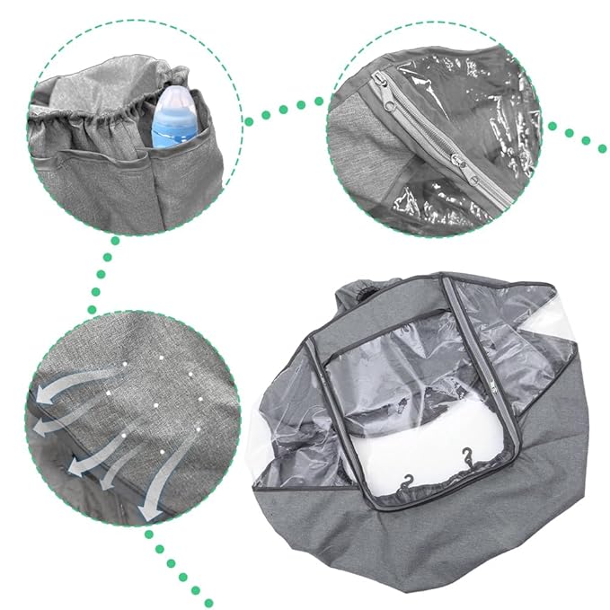Stroller Rain Cover, Universal Baby Travel Weather Shield Waterproof Windproof Protection Breathable Protect from Dust with Storage Pocket for Most Single Strollers Jogging Pushchairs