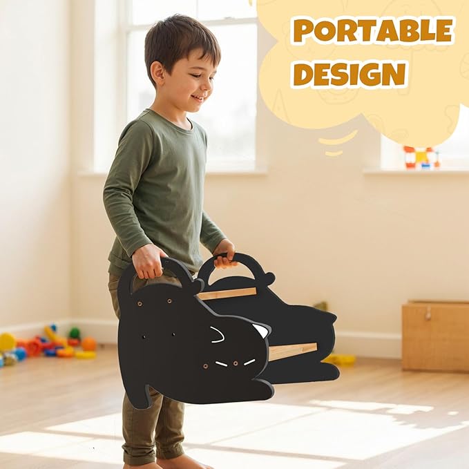 COSYLAND Wooden 2 Step Stools for Kids - Height Adjustable Toddler Stepping Stool with Non-Slip Surface - Portable Stool with Handles for Bathroom, Kitchen, Bedroom, 220 Lbs Capacity (Natural & Grey)