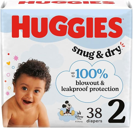 Huggies Size 2 Diapers, Snug & Dry Baby Diapers, Size 2 (12-18 lbs), 38 Count, Packaging May Vary