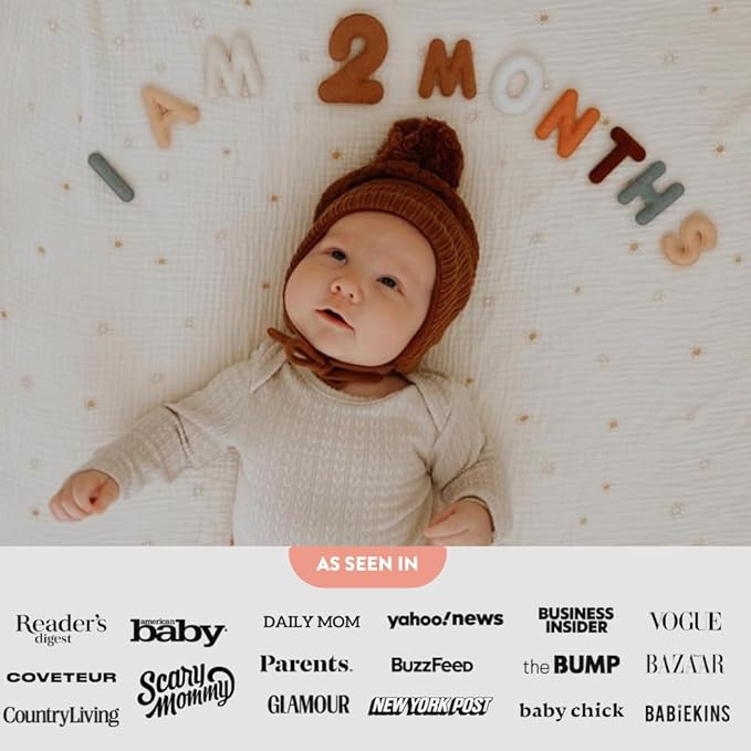 Lucy Darling Felt Baby Monthly Milestone Numbers – Signs & Photo Props – Soft Letters & Numbers for Baby Announcement, Newborn Photography – Neutral