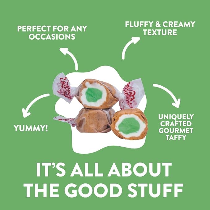 Taffy Town Saltwater Taffy- Apple Pie | Gourmet Taffy| Nougat-Style Candy| Soft & Delicious| Sumer Snack Treats| Party Good Candies| 2.5lbs