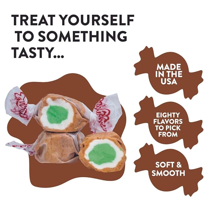 Taffy Town Saltwater Taffy- Apple Pie | Gourmet Taffy| Nougat-Style Candy| Soft & Delicious| Sumer Snack Treats| Party Good Candies| 2.5lbs