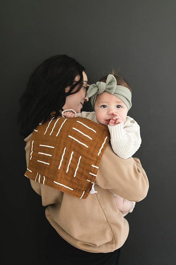 Mebie Baby Burp Cloths, Printed 3-Pack, Muslin Burp Cloth Set for Spit Up, Drool, and More, Boho Burp Cloths for Baby Boy and Girl, Baby Must Haves for Registry Lists and Gifts for Newborns