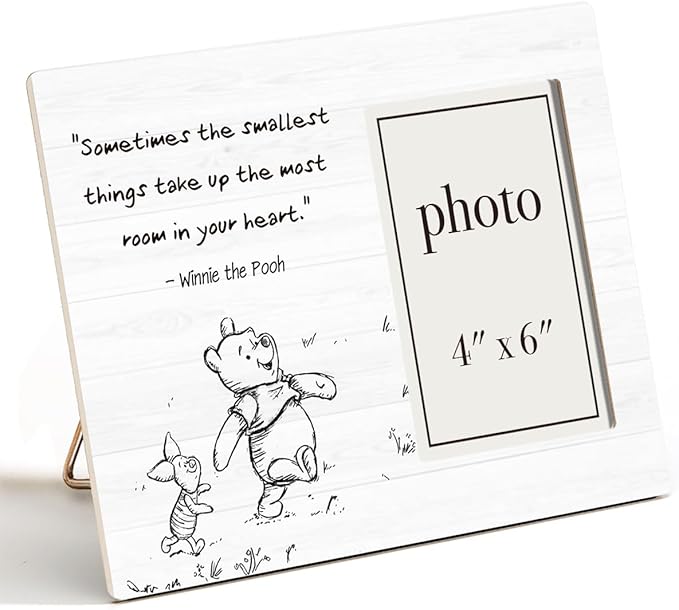 Classic Pooh Bear Nursery Picture Frame, Baby Gifts for Nursery, Baby Shower Gifts for New Parents Photo Frame for 4 x 6 Inch Photo