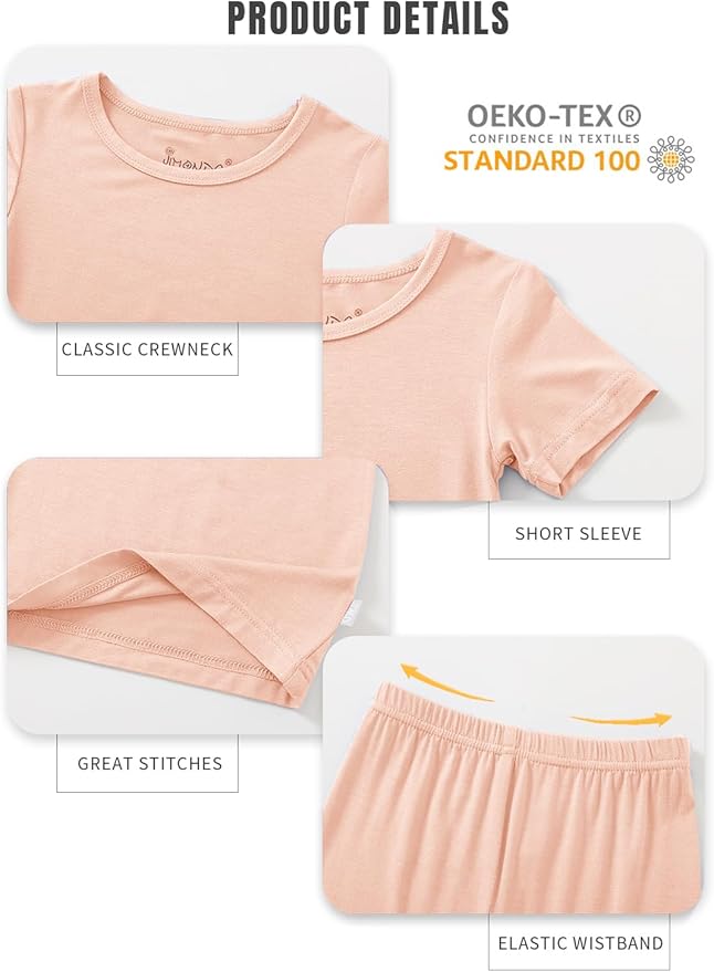 Jimonda Toddler Kids Girls Boys Pajamas Sets Soft Comfy Jammies Tencel Solid Raglan Sleepwear Pajamas Pjs 2pcs Set 18M-8Y