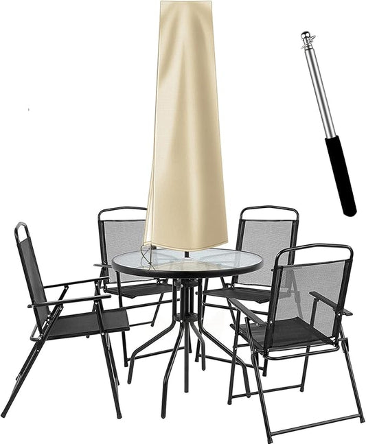 OKPOW Umbrella Covers for Outdoor Umbrellas - Small Patio Umbrella Cover for 6 ft to 9 ft Outdoor Table Umbrella - Waterproof Windproof Anti-UV Garden Parasol Covers, Khaki