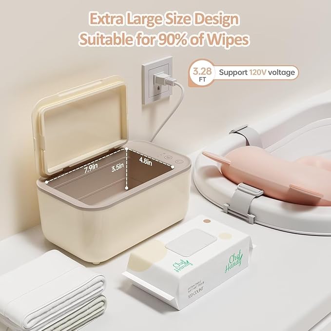 Baby Wipe Warmer, Wipe Warmer and Baby Wet Wipes Dispenser, 3 Mode Temp Control, Large Capacity, Evenly Overall Heating, Silence for Babies, Portable Diaper Wipe Warmer with Changing Light (Yellow)