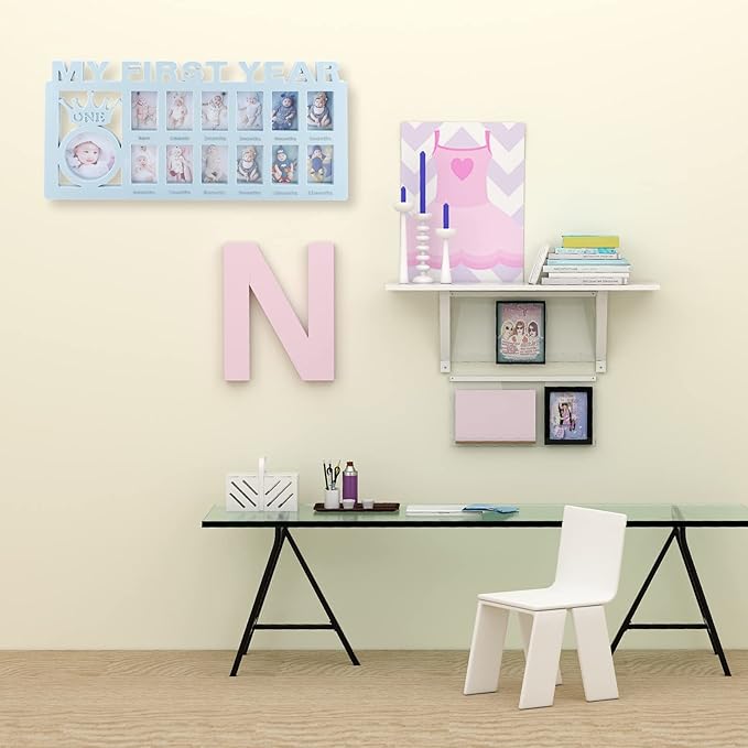 ESTAMICO Baby Picture Frames My Frist Year Photo Keepsake for Baby 1-12 Months Memory, Blue