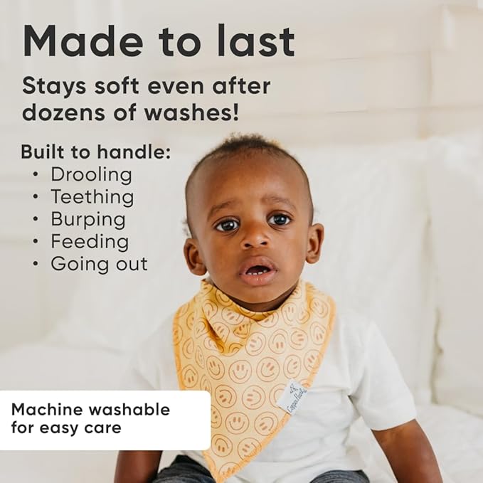 Copper Pearl 4 Pack Soft Cotton Baby Bibs for Drooling and Teething, Absorbent Drool Bibs for Baby Girl and Boy, Adjustable to Fit Newborns to Toddlers, Tons of Styles (Vance)