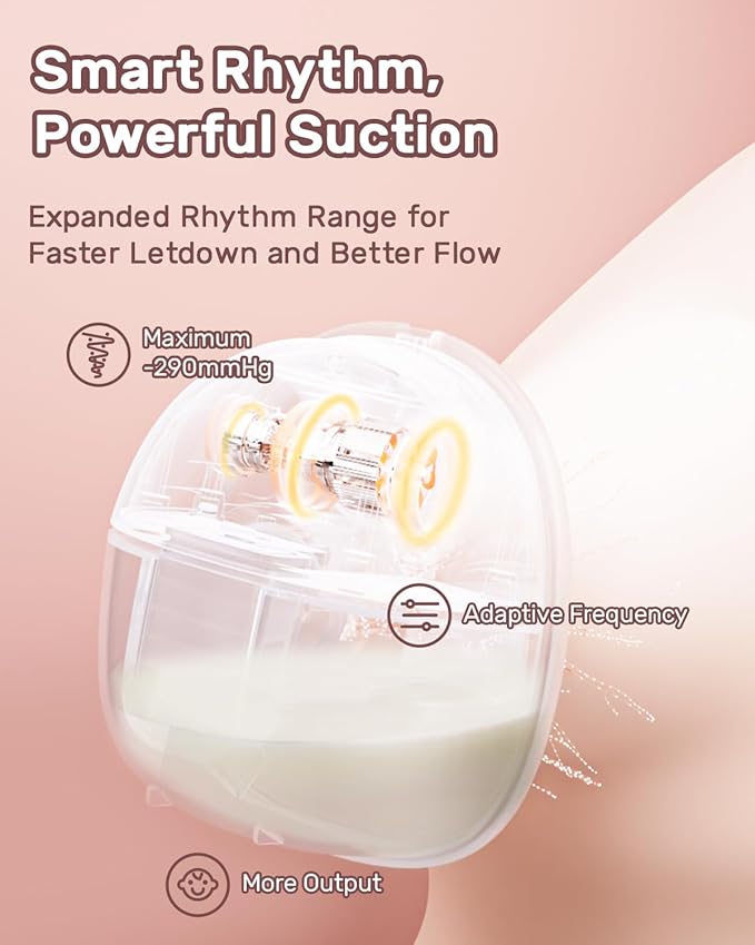 NCVI Wearable Hands Free Breast Pump, 4 Modes & 9 Levels with Multitronic Suction, Ultra-Quiet <45dB, Long Battery Life (150min), 21/24mm Flange Insert, Portable Electric Breastfeeding Pump for Moms
