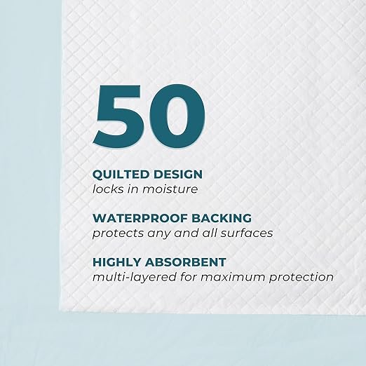 GREEN LIFESTYLE Underpads - Chucks Pads Disposable Adults, for use as Incontinence Bed Pads, Pet Pads, Pee Pads for Dogs, Cats, Bunny, Seniors Bed Pad (Pack of 50 - 30x36)
