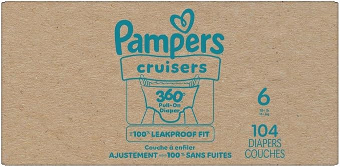 Pampers Diapers - Cruisers 360 - Size 6, 104 Count, Babyproof up to 100% Leakproof Pull-On Diaper