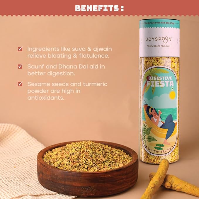 Joyspoon Digestive Fiesta Mukhwas Mouth Fresheners | Sugar-Free Digestive Mouth Freshener | Supari-Free After-Meal Snack | No Artificial Colors or Preservatives | Healthy Mukhwaas| 200g