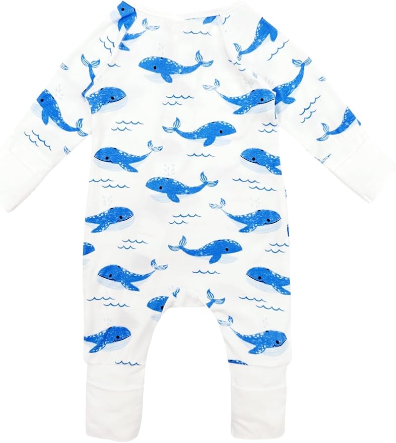 Bow Dream Bamboo Rayon Baby Boy Romper Footed Long Sleeve Footies Newborn Girl Clothes Footless with Zipper and Mitten Cuffs