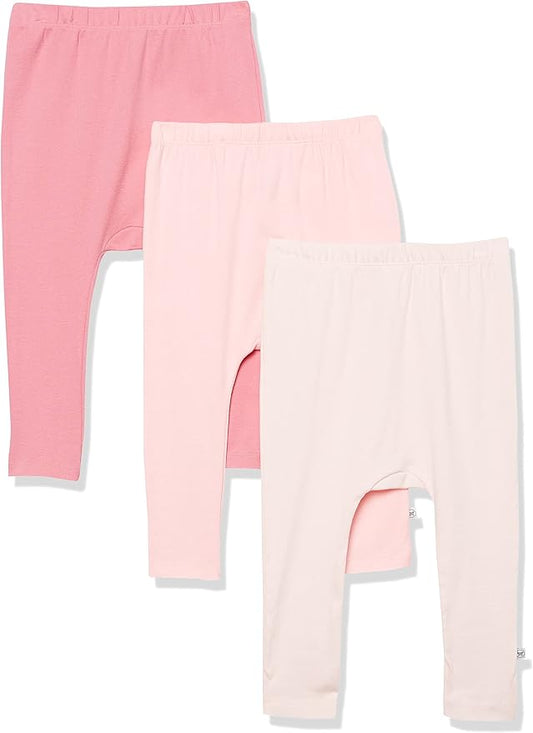 HonestBaby Unisex-Baby Multipack Harem Pants Roomy Fit Pull on Bottoms 100% Organic Cotton for Baby Boys, Girls