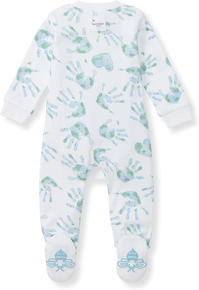 Burt's Bees Baby Baby Girls Pajamas, Zip Front Non-Slip Footed Sleeper Pjs, 100% Organic Cotton