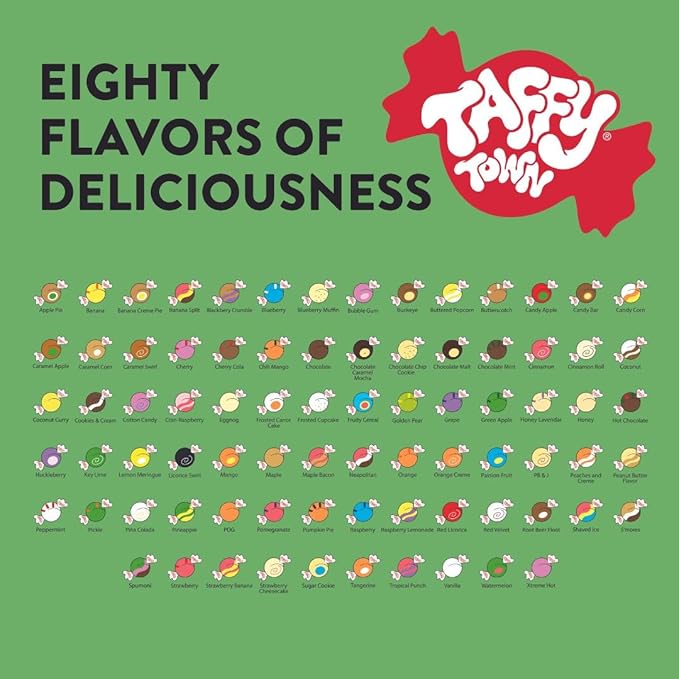 Taffy Town Saltwater Taffy- Apple Pie | Gourmet Taffy| Nougat-Style Candy| Soft & Delicious| Sumer Snack Treats| Party Good Candies| 2.5lbs