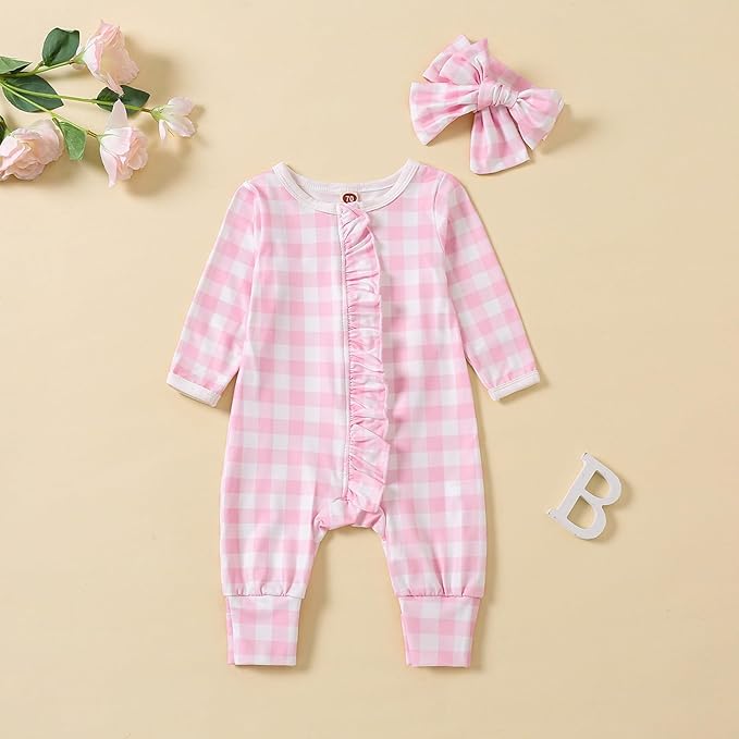 Cute Floral Floral Print Long Sleeve Infant Newborn Baby Girl Clothes Baby Girl Jumpsuit