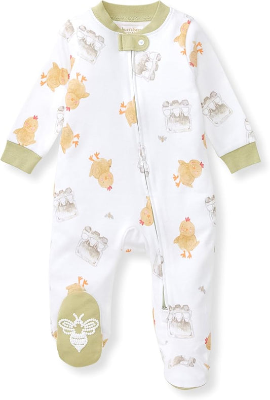 Burt's Bees Baby Baby Girls Pajamas, Zip Front Non-Slip Footed Sleeper Pjs, 100% Organic Cotton