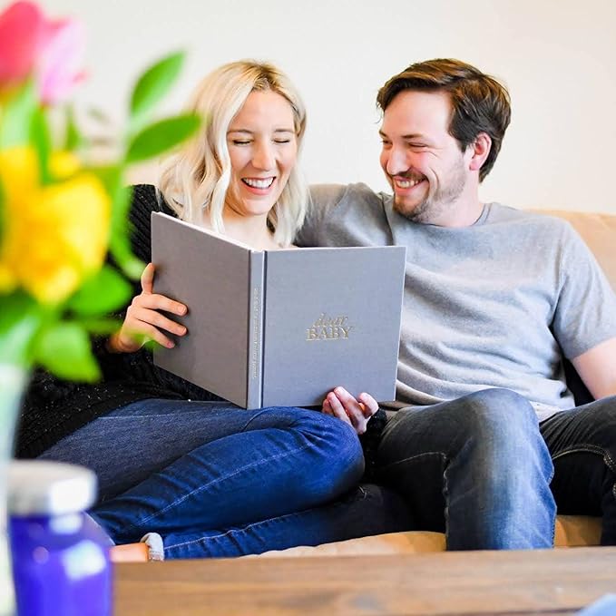 Pregnancy Prayer Journal - Christian Pregnancy Journal For Milestones - Linen-Bound Baby Book Keepsake - Gifts For Expecting Moms (Grey, 110 Pages)